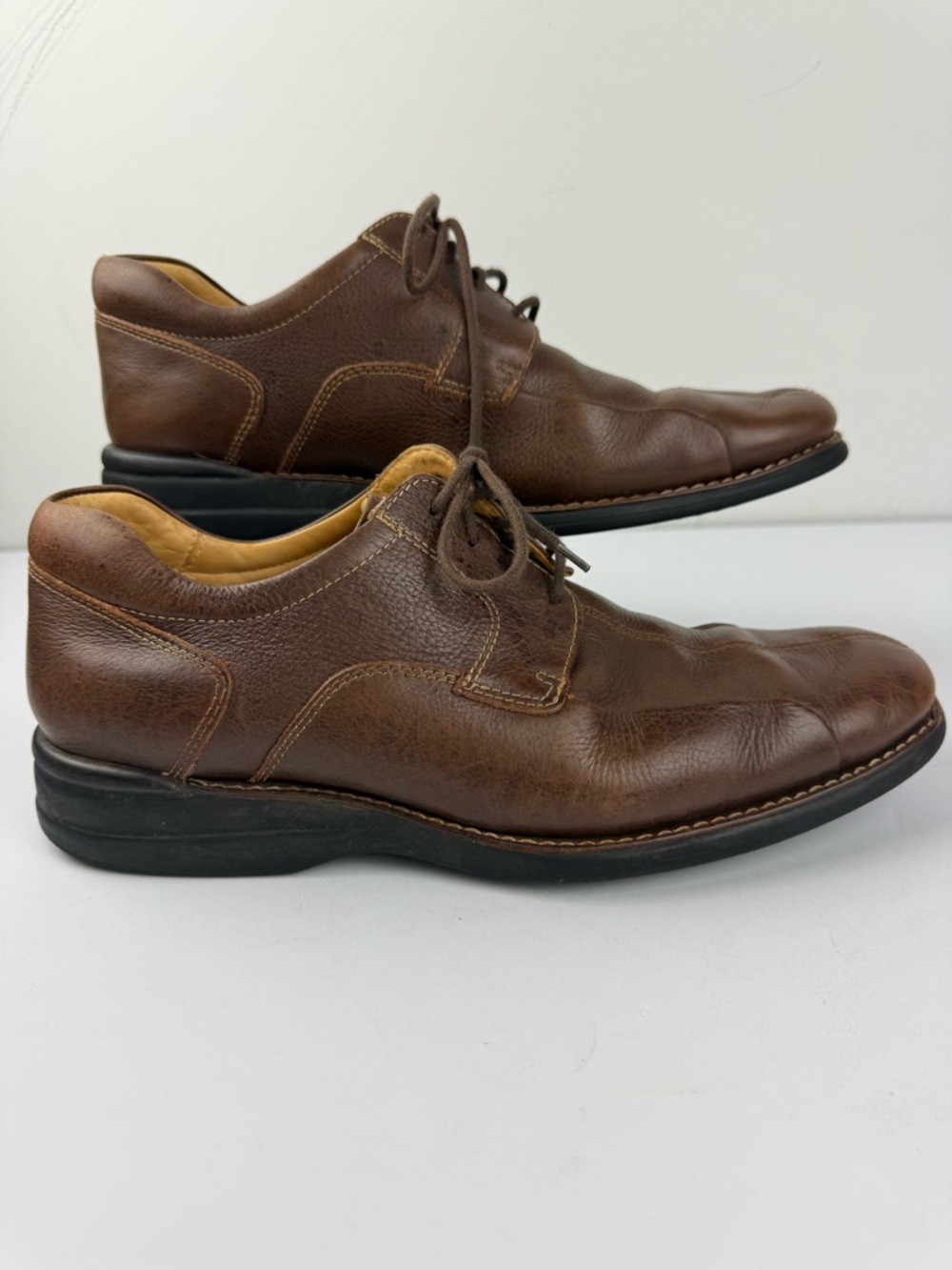 Johnston & Murphy Mens 9.5W Shuler Bicycle Oxford Brown Leather Lace Up Shoe